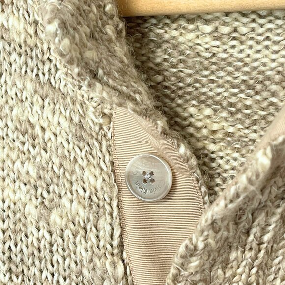 Calvin Klein Chunky Knit Cardigan Sweater Womens M Wool Mohair Cozy Fall Style - Picture 7 of 14